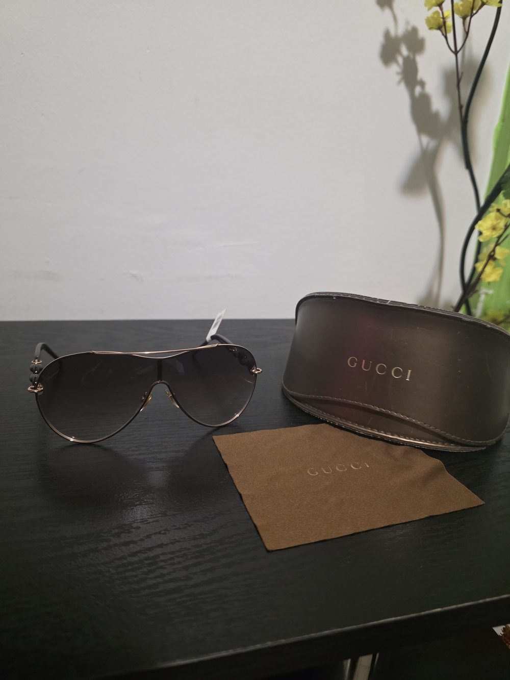 Gucci Brown Gradient Aviator Sunglasses with Gold Frame